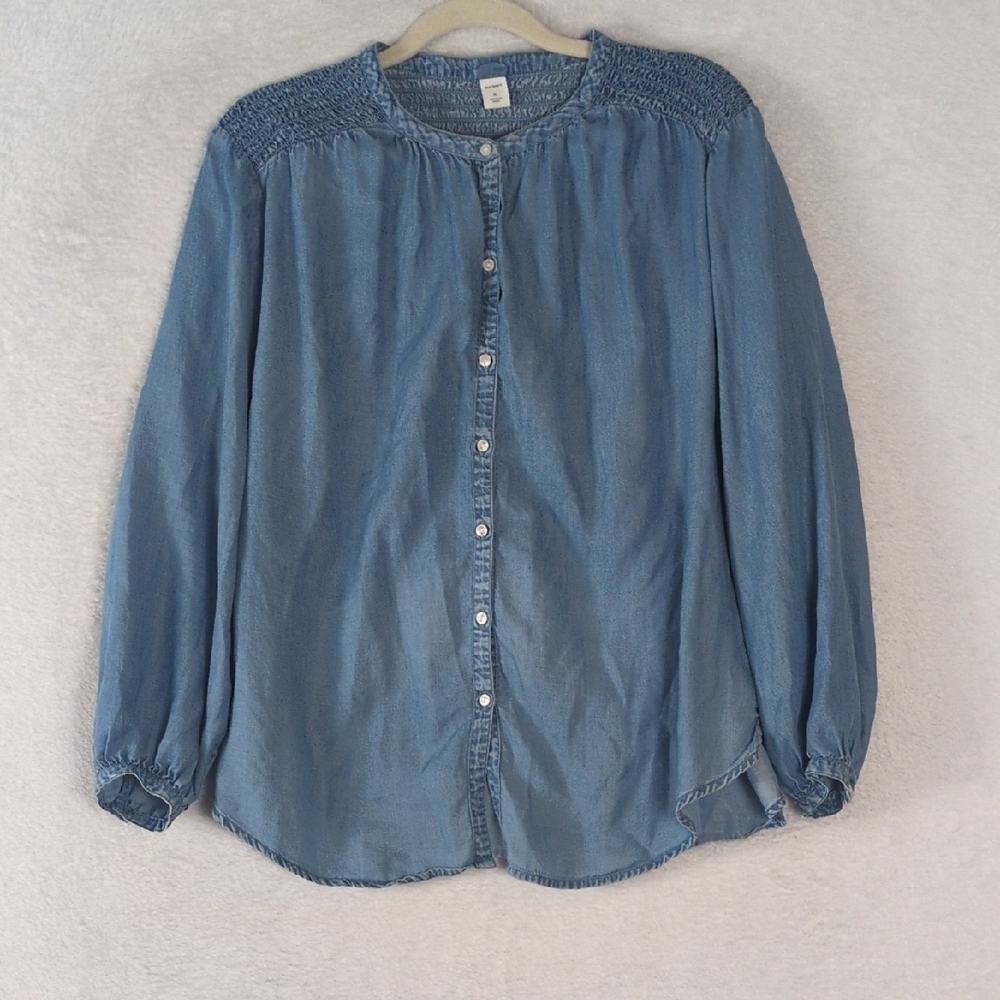 Old Navy Womens Blue Farmhouse Classic Contemporary Button Down Shirt‎ Size S